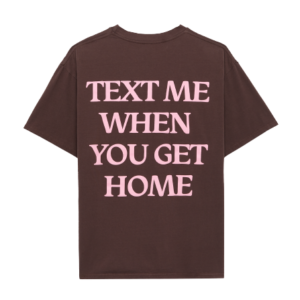 Text Me Tee Brown With Pink
